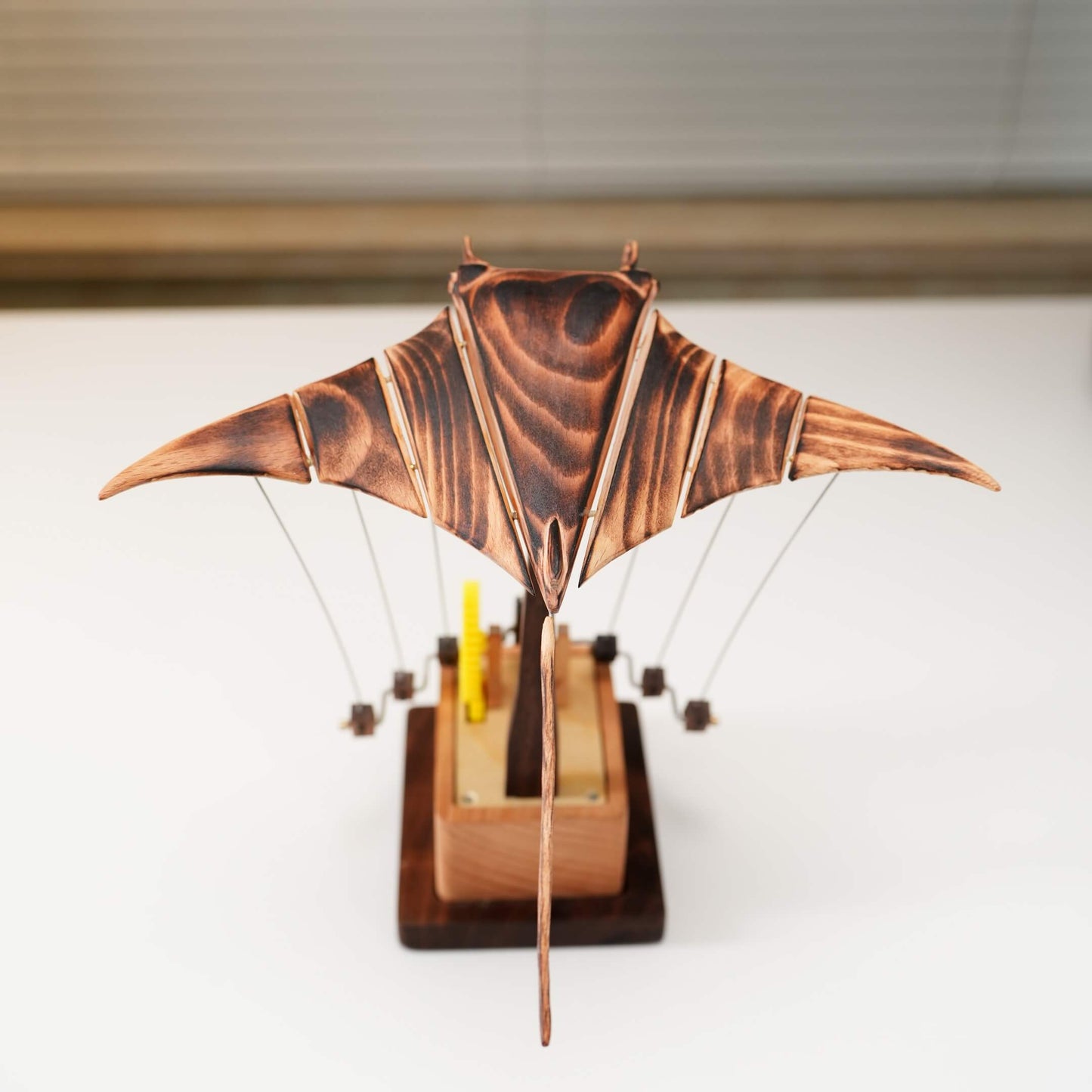 Handcrafted Wooden Manta Ray Automaton