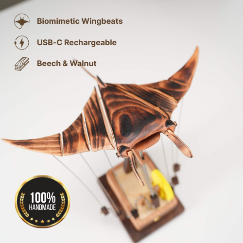 Handcrafted Wooden Manta Ray Automaton