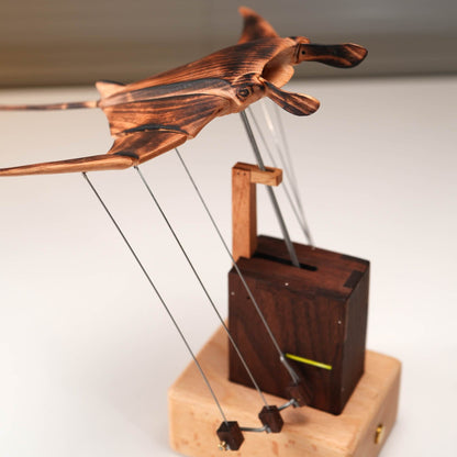 Handcrafted Wooden Manta Ray Automaton